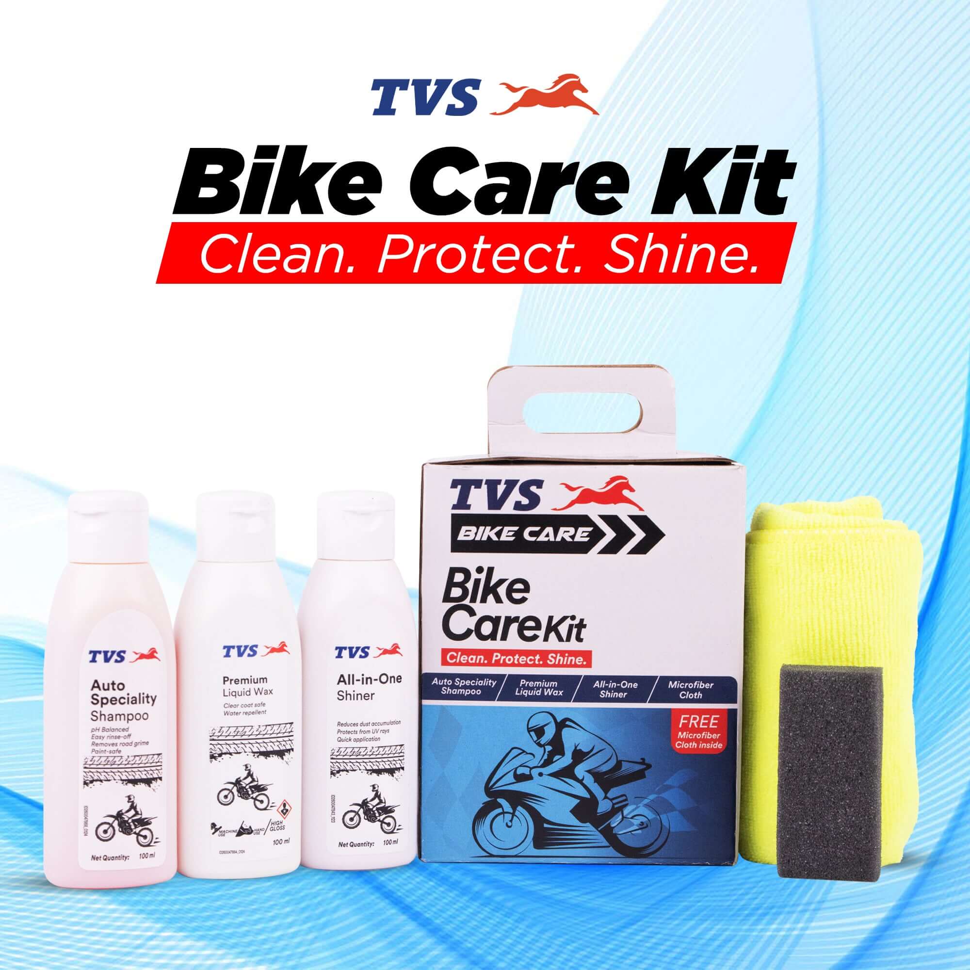 TVS Bike Care Kit Essential Cleaning and Maintenance Tools